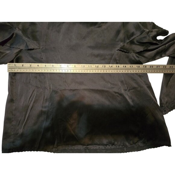 Odd Molly Womens Black Silk Blouse With Ruffled Sleeves Small Goth Whimsygoth - Picture 6 of 7